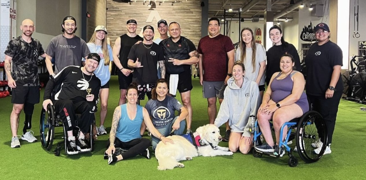Eric Rush with a veteran fitness group
